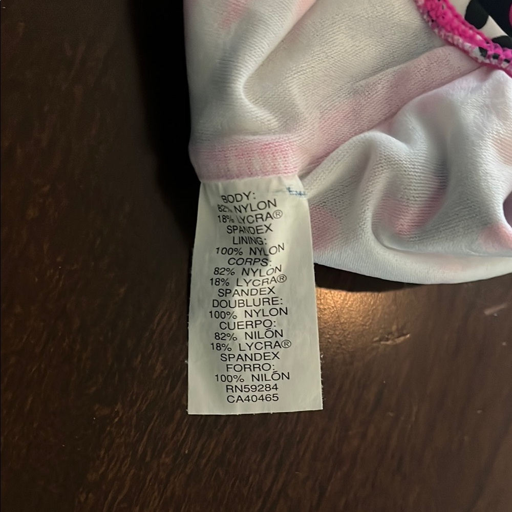 The Children's Place Pink and Black Animal Print One Piece Swimsuit. Size 12. - Picture 7 of 9